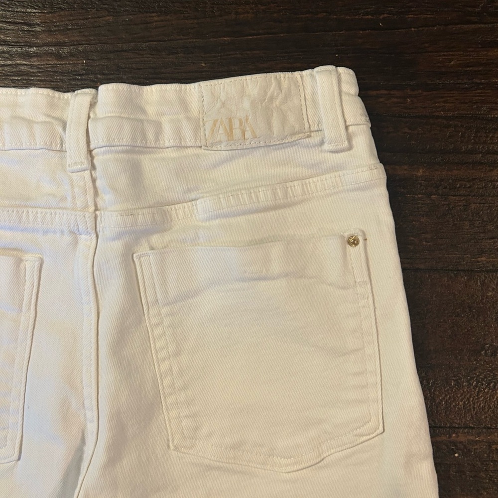 Zara White Frayed Hem Denim Pants - Picture 7 of 11